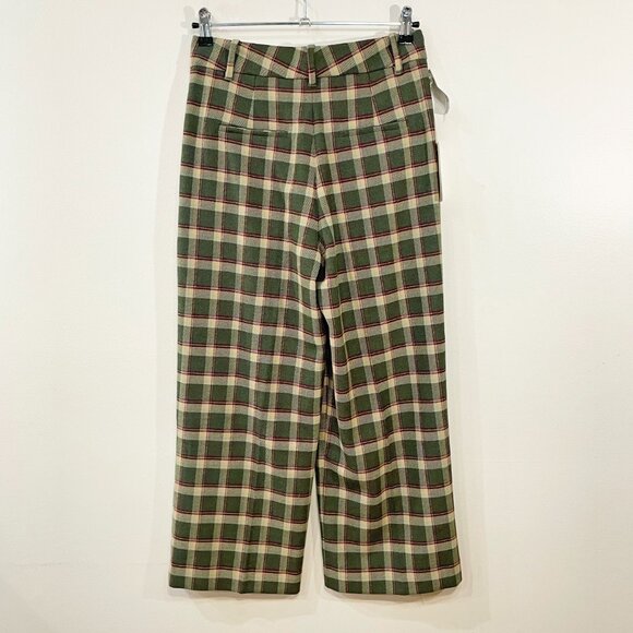 Last Chance! New Aritzia Plaid Effortless Crop Pant Olive 4 $148 - Picture 3 of 8